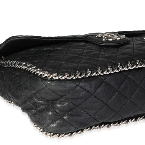 Chanel Black Quilted Lambskin Chain Around Maxi Flap Bag - Picture 6 of 8